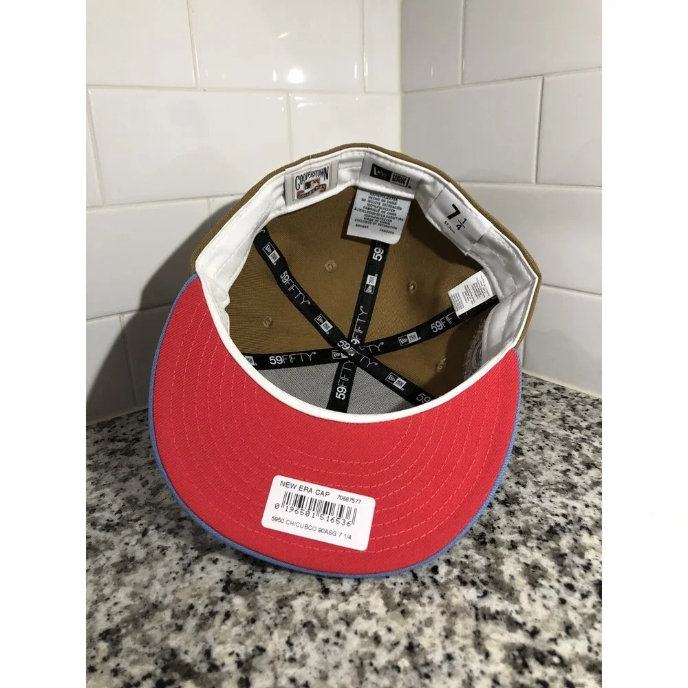 Chicago Cubs New Era 59FIFTY 1990 All Star Game Iced Wheat Fitted Hat Size 7 1/4